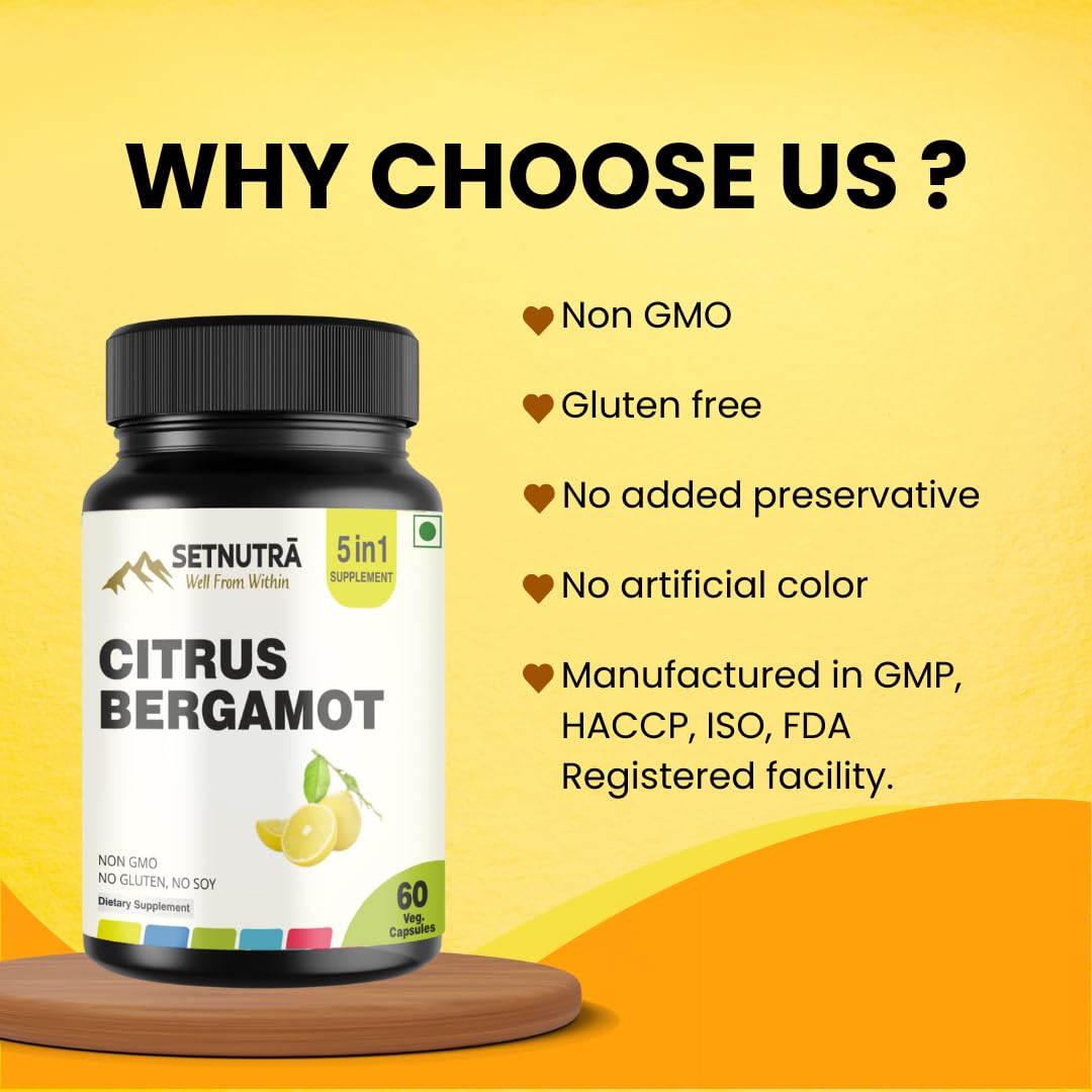 SETNUTRA Well From Within 5 in 1 Citrus Bergamot Supplement with Black Chokeberry Olive Leaf Niacin & Black Pepper | Heart Health Support Antioxidant Boost | Non GMO Gluten Free Capsules (60 Count) - dailyvitalstore