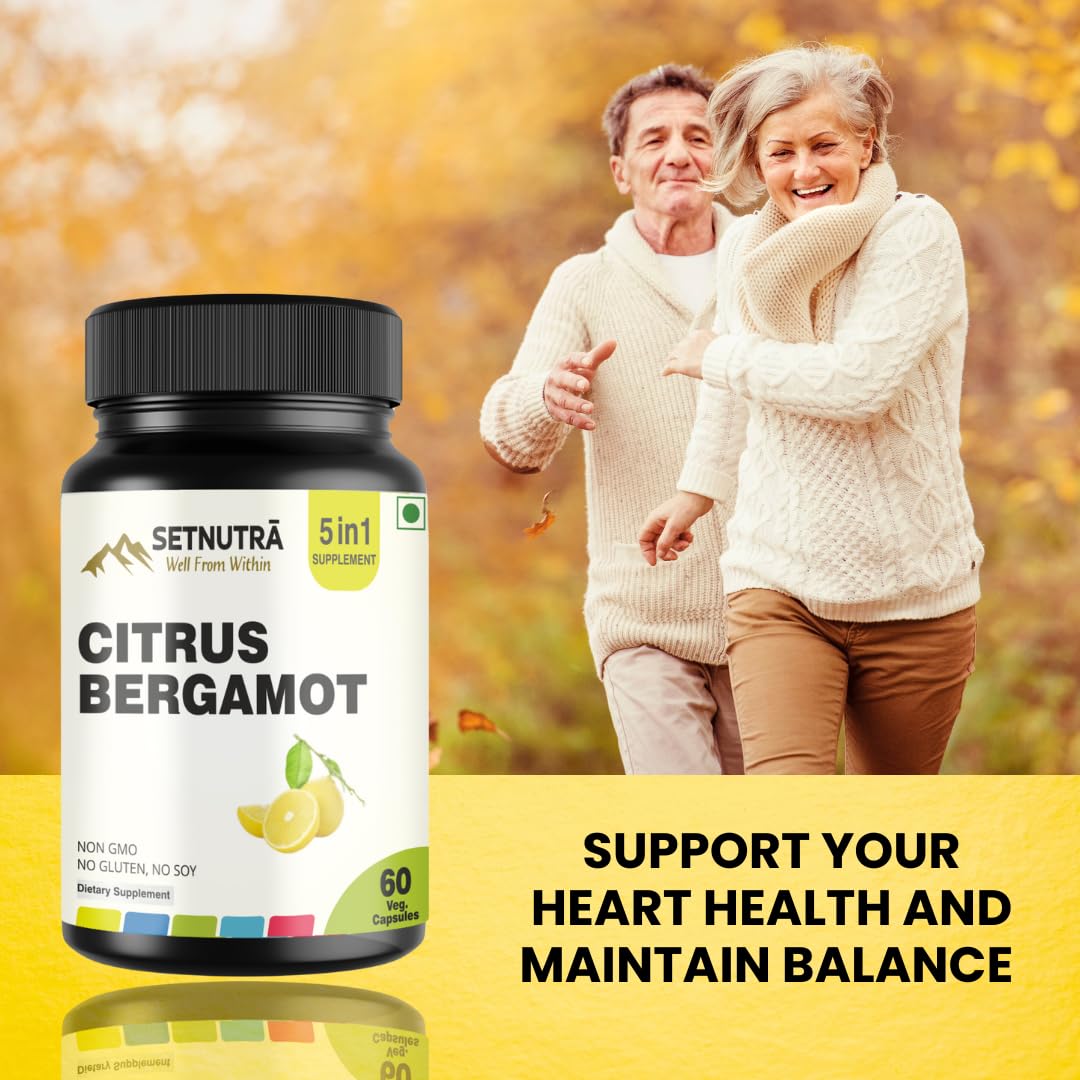 SETNUTRA Well From Within 5 in 1 Citrus Bergamot Supplement with Black Chokeberry Olive Leaf Niacin & Black Pepper | Heart Health Support Antioxidant Boost | Non GMO Gluten Free Capsules (60 Count) - dailyvitalstore