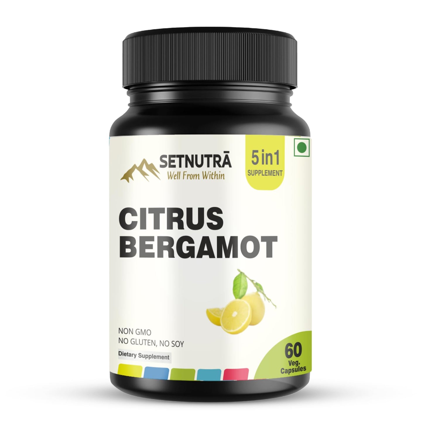 SETNUTRA Well From Within 5 in 1 Citrus Bergamot Supplement with Black Chokeberry Olive Leaf Niacin & Black Pepper | Heart Health Support Antioxidant Boost | Non GMO Gluten Free Capsules (60 Count) - dailyvitalstore