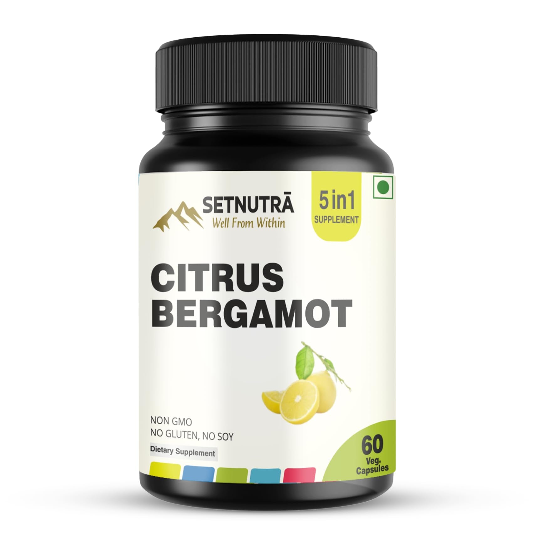 SETNUTRA Well From Within 5 in 1 Citrus Bergamot Supplement with Black Chokeberry Olive Leaf Niacin & Black Pepper | Heart Health Support Antioxidant Boost | Non GMO Gluten Free Capsules (60 Count) - dailyvitalstore