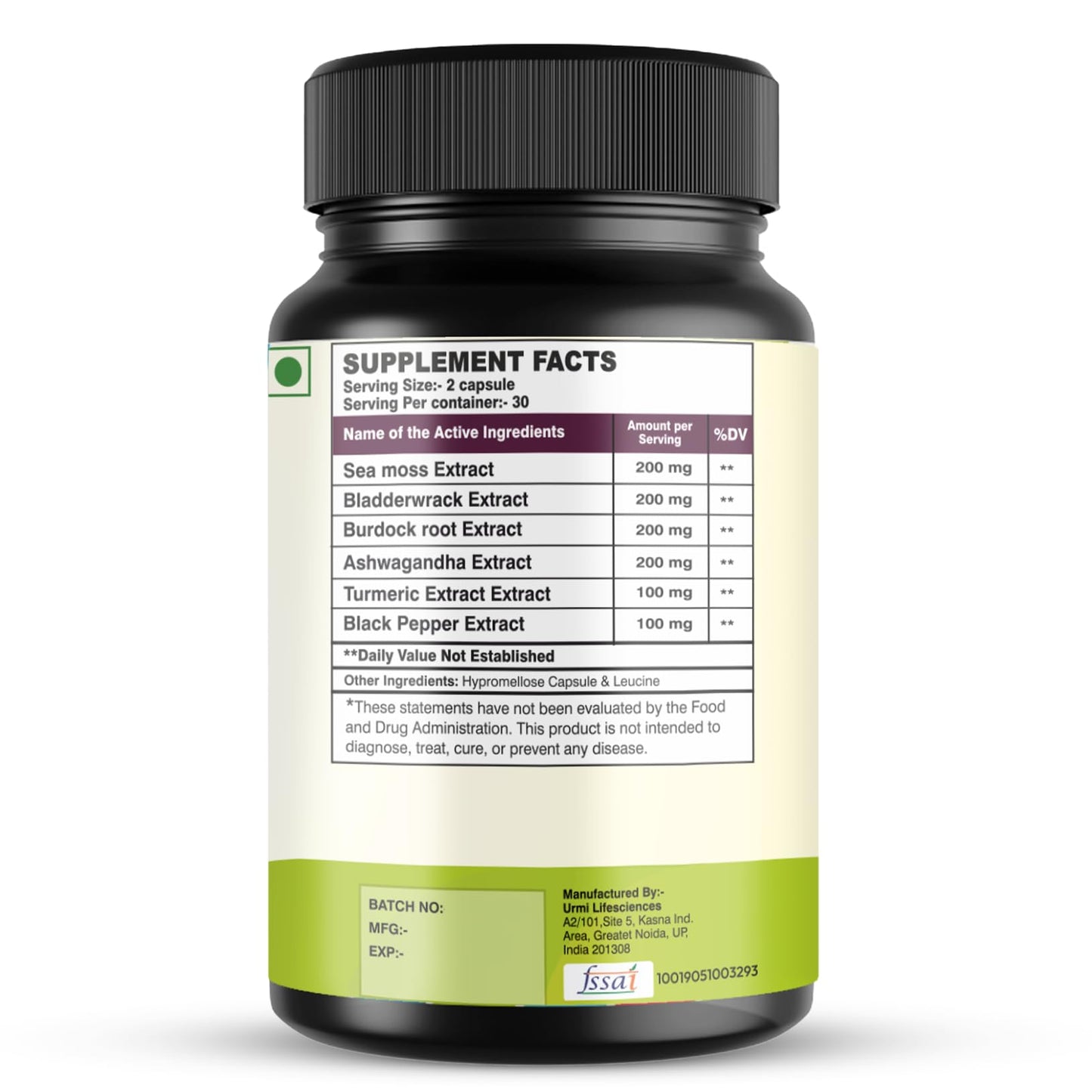 SETNUTRA Well From Within Sea Moss 6 in 1 Super Blend Ashwagandha Burdock Turmeric & Bladderwrack Immunity & Detox Support 60 Veg Capsules Non GMO No Gluten - dailyvitalstore