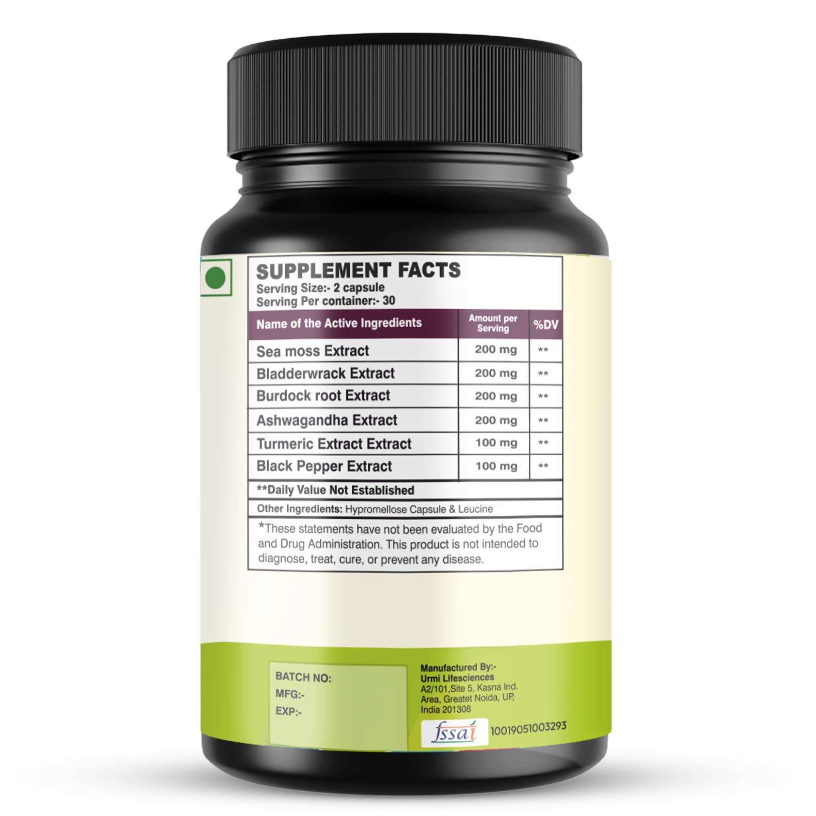 SETNUTRA Well From Within Sea Moss 6 in 1 Super Blend Ashwagandha Burdock Turmeric & Bladderwrack Immunity & Detox Support 60 Veg Capsules Non GMO No Gluten - dailyvitalstore