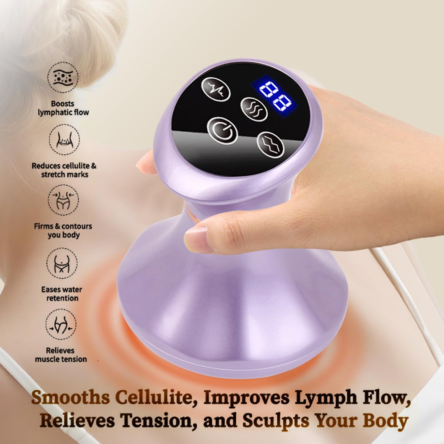 SHANOER 4-in-1 Lymphatic Drainage Massager - Anti Cellulite Massage Tool with Heating/Vibration/Red Light/Microcurrent,Body Sculpting Machine for Legs/Belly/Back/Hips/Reduce Stretch Marks & Cellulite - dailyvitalstore