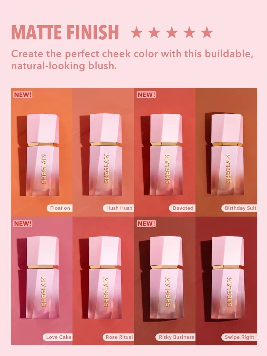 SHEGLAM Color Bloom Liquid Blush Makeup for Cheeks Matte Finish - Love Cake - dailyvitalstore