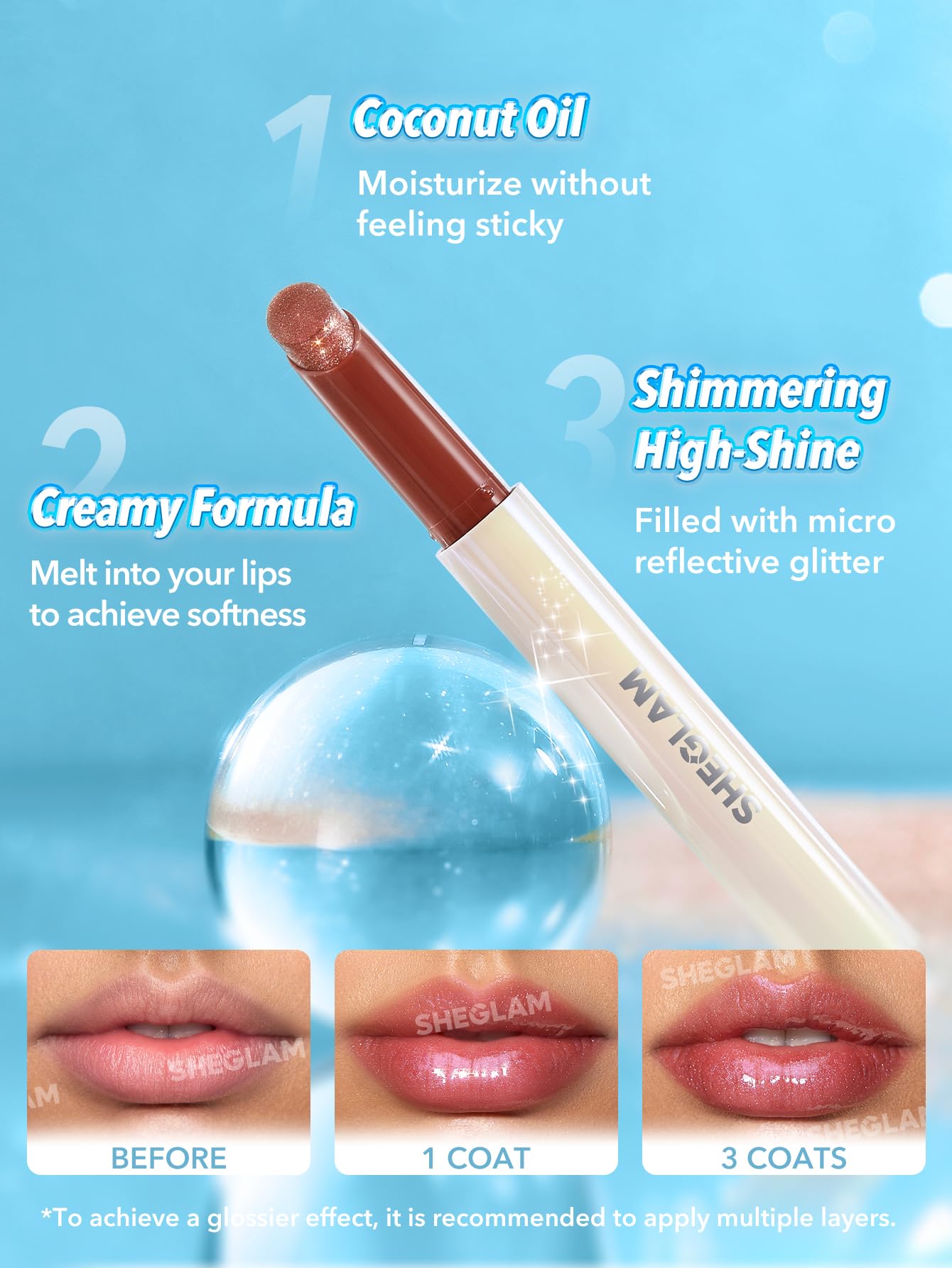 SHEGLAM Pout-Perfect Moisturizing Solid Lip Gloss Shimmer Lip Plumper - Violet Fizz - dailyvitalstore