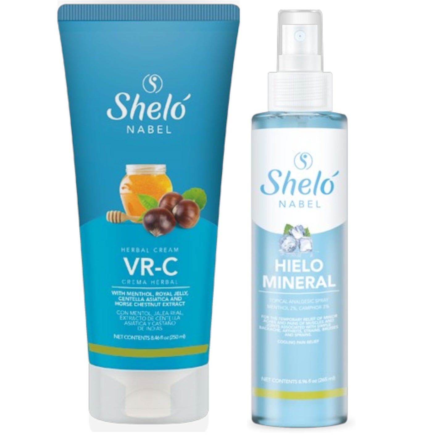 Sheló NABEL Hielo Mineral 8.7 fl Oz & VR-C 250ml Relax Sore Muscles and Joints Increase Circulation Reduce Inflammation - dailyvitalstore