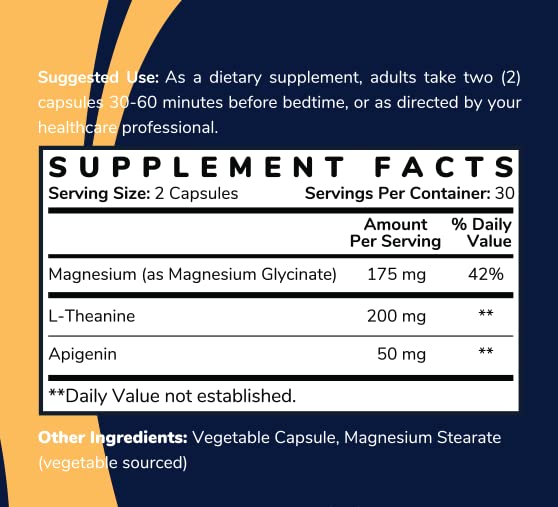 Shining Solace Magnesium Glycinate Sleep Stack with 200 mg L-Theanine, 50 mg Apigenin, 175 mg of Elemental Magnesium Glycinate | Sleep Support Magnesium Supplement | Made in USA - dailyvitalstore