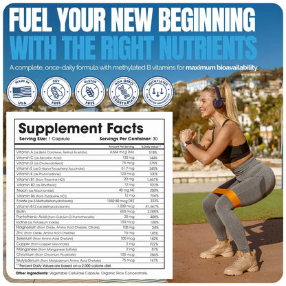 Shiny Leaf Methylated Bariatric Multivitamin Without Iron – Vitamins for Gastric Bypass & Sleeve, 1 Daily Capsule W Methylated Folate - dailyvitalstore