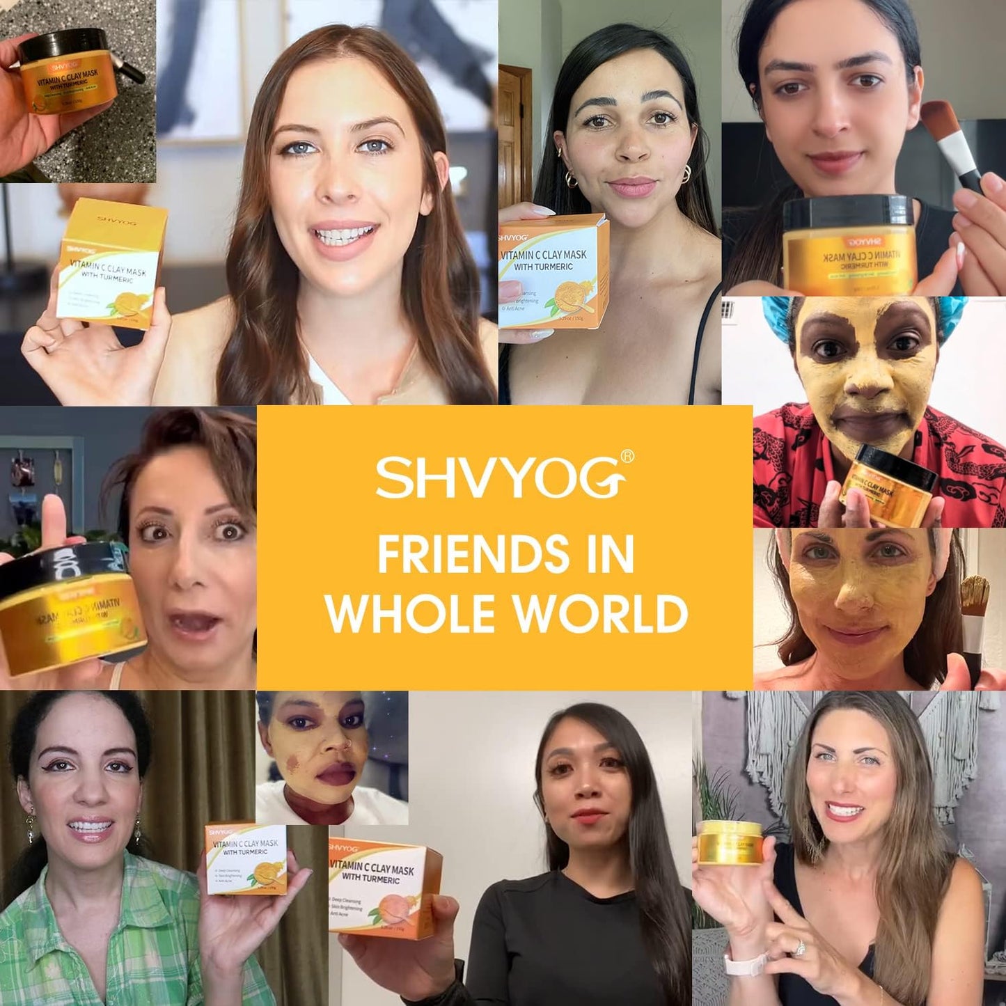 SHVYOG Turmeric Vitamin C Clay Mask with Kaolin Clay for Dull & Blemish-Prone Skin, Deep Cleansing Facial Mask, Face Masks Skincare for Controlling Oil - dailyvitalstore