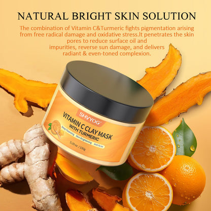 SHVYOG Turmeric Vitamin C Clay Mask with Kaolin Clay for Dull & Blemish-Prone Skin, Deep Cleansing Facial Mask, Face Masks Skincare for Controlling Oil - dailyvitalstore