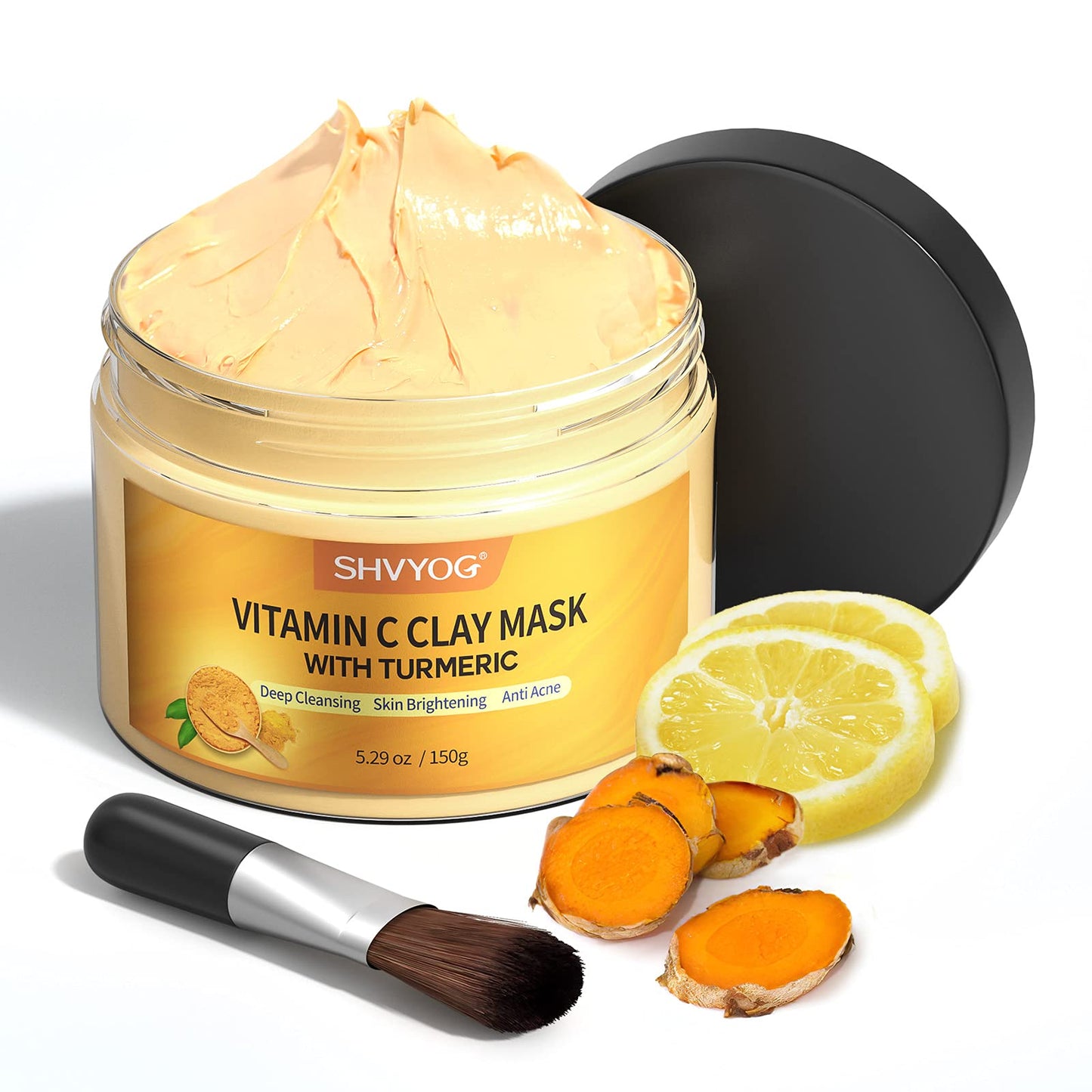SHVYOG Turmeric Vitamin C Clay Mask with Kaolin Clay for Dull & Blemish-Prone Skin, Deep Cleansing Facial Mask, Face Masks Skincare for Controlling Oil - dailyvitalstore
