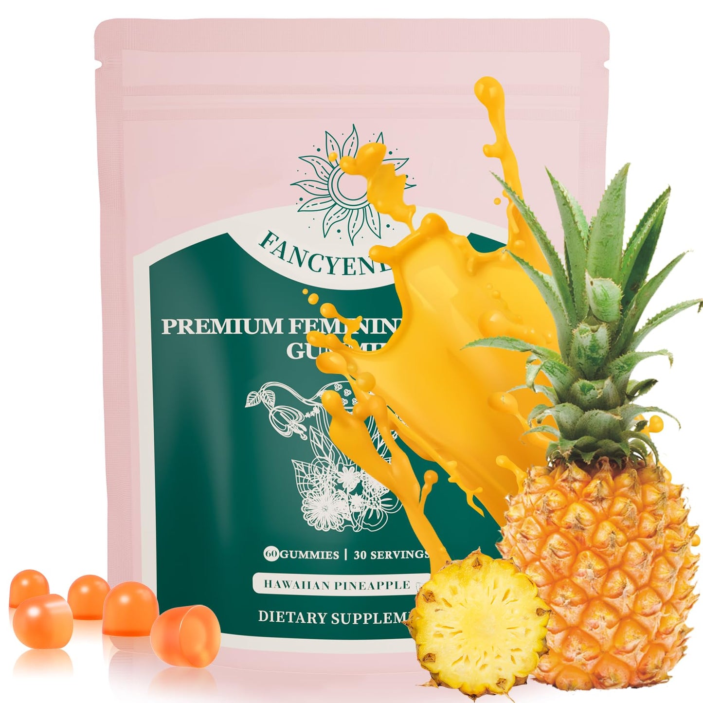 Shytrouy Premium Feminine Balance Gummies for Women, Vaginal Probiotics - pH Balance & Immune Defense Support for Feminine Health, Hawaiian Pineapple Flavor - 60 Count - dailyvitalstore