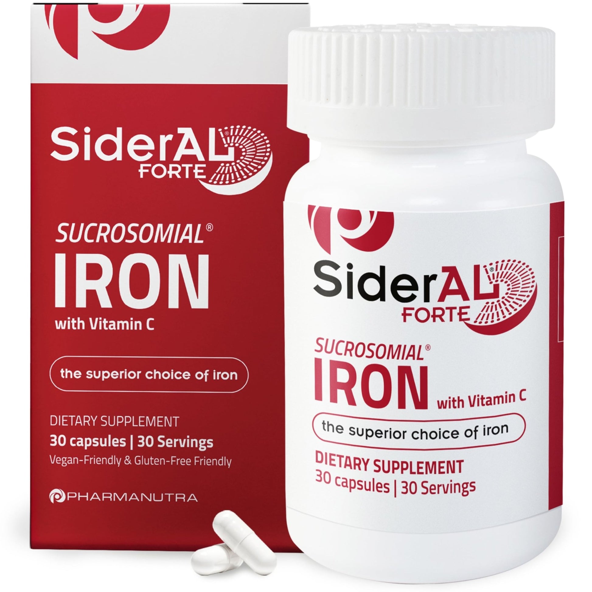 SiderAL Forte Iron Supplement Clinically Proven to Increase Levels Without Side Effects | Sucrosomial High Absorption Gentle Iron Pills for Women and Men | Vitamin C | Anemia & Energy Support | 30 ct - dailyvitalstore