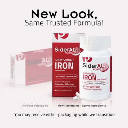 SiderAL Forte Iron Supplement Clinically Proven to Increase Levels Without Side Effects | Sucrosomial High Absorption Gentle Iron Pills for Women and Men | Vitamin C | Anemia & Energy Support | 30 ct - dailyvitalstore