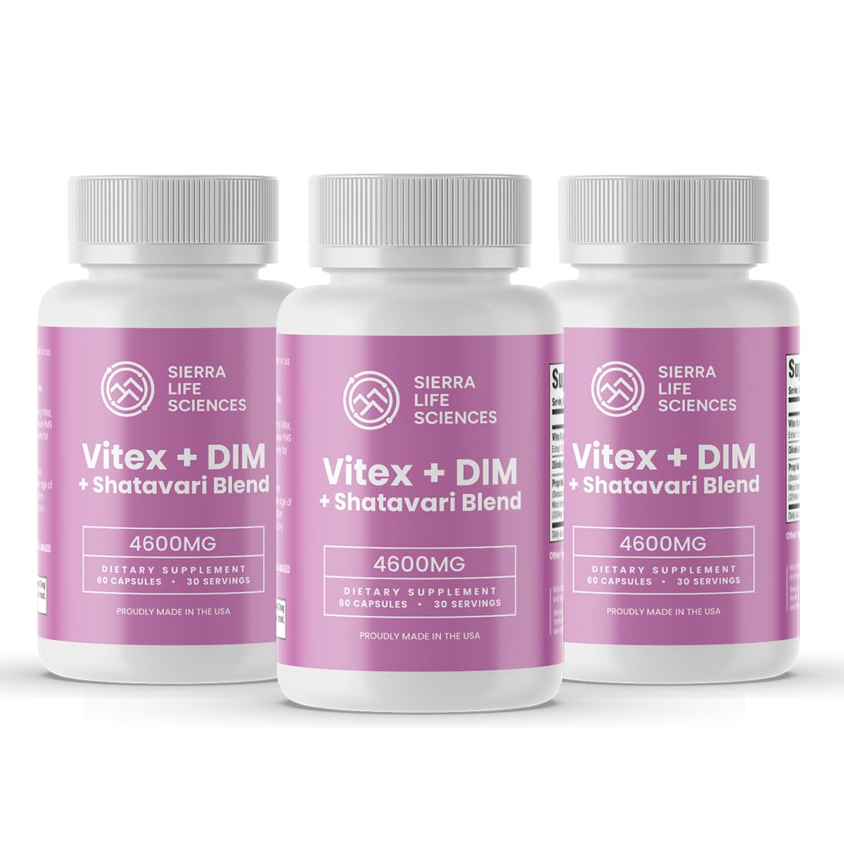 SIERRA LIFE SCIENCES Hormonal Balance Blend for Women – Vitex, DIM, Shatavari + Adaptogenic Support – Menstrual & Menopause Relief – Vegan, Clean-Label Formula – 4600mg – (Pack of 3) - dailyvitalstore