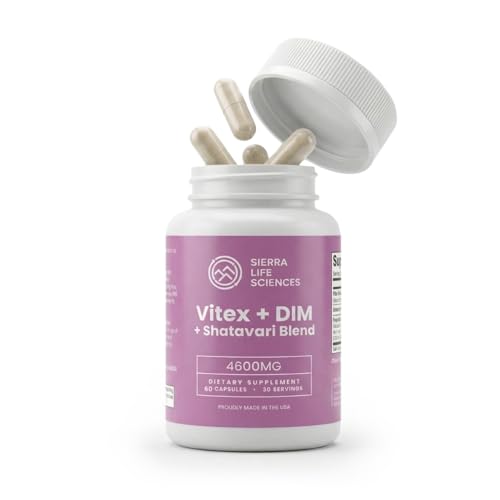 SIERRA LIFE SCIENCES Hormonal Balance Blend for Women – Vitex, DIM, Shatavari + Adaptogenic Support – Menstrual & Menopause Relief – Vegan, Clean-Label Formula – 4600mg – (Pack of 3) - dailyvitalstore