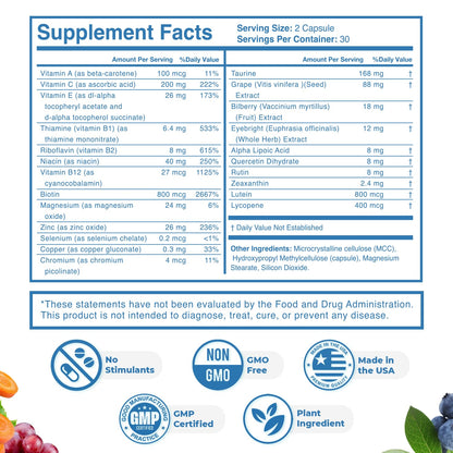SIGHT EASY - Eye Vitamins & Mineral Supplements with Lutein & Zeaxanthin, Vitamin C, Vitamin E, Zinc and Bilberry for Healthy Vision and Eye Function Support - 60 Capsules, 1 Month Supply - dailyvitalstore