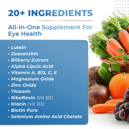 SIGHT EASY - Eye Vitamins & Mineral Supplements with Lutein & Zeaxanthin, Vitamin C, Vitamin E, Zinc and Bilberry for Healthy Vision and Eye Function Support - 60 Capsules, 1 Month Supply - dailyvitalstore