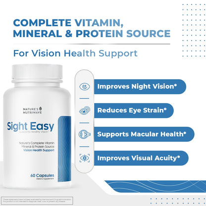SIGHT EASY - Eye Vitamins & Mineral Supplements with Lutein & Zeaxanthin, Vitamin C, Vitamin E, Zinc and Bilberry for Healthy Vision and Eye Function Support - 60 Capsules, 1 Month Supply - dailyvitalstore