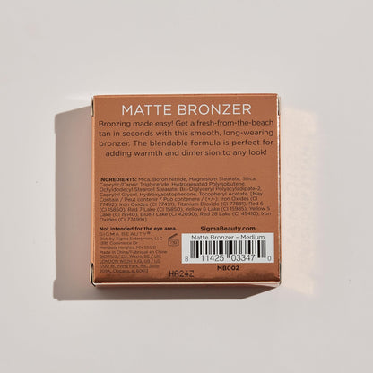Sigma Beauty Matte Bronzer - Longwear Light Bronzer Powder with Matte Finish for Face - Achieving a Natural, Sun Kissed Glow (Dark) - dailyvitalstore