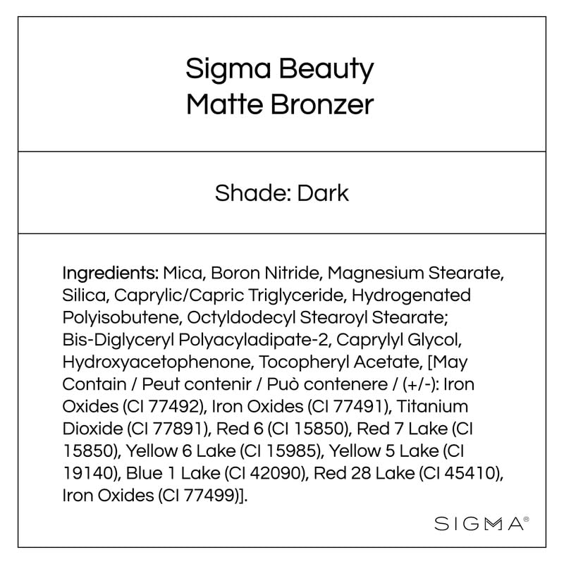 Sigma Beauty Matte Bronzer - Longwear Light Bronzer Powder with Matte Finish for Face - Achieving a Natural, Sun Kissed Glow (Dark) - dailyvitalstore