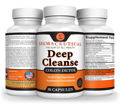 Sigmaceutical 1 Day Colon Cleanse - Detox Cleanse - Bowel Cleanse & Laxative - Bowel Detox - Colon Cleanser & Detox - 30 Capsules - dailyvitalstore