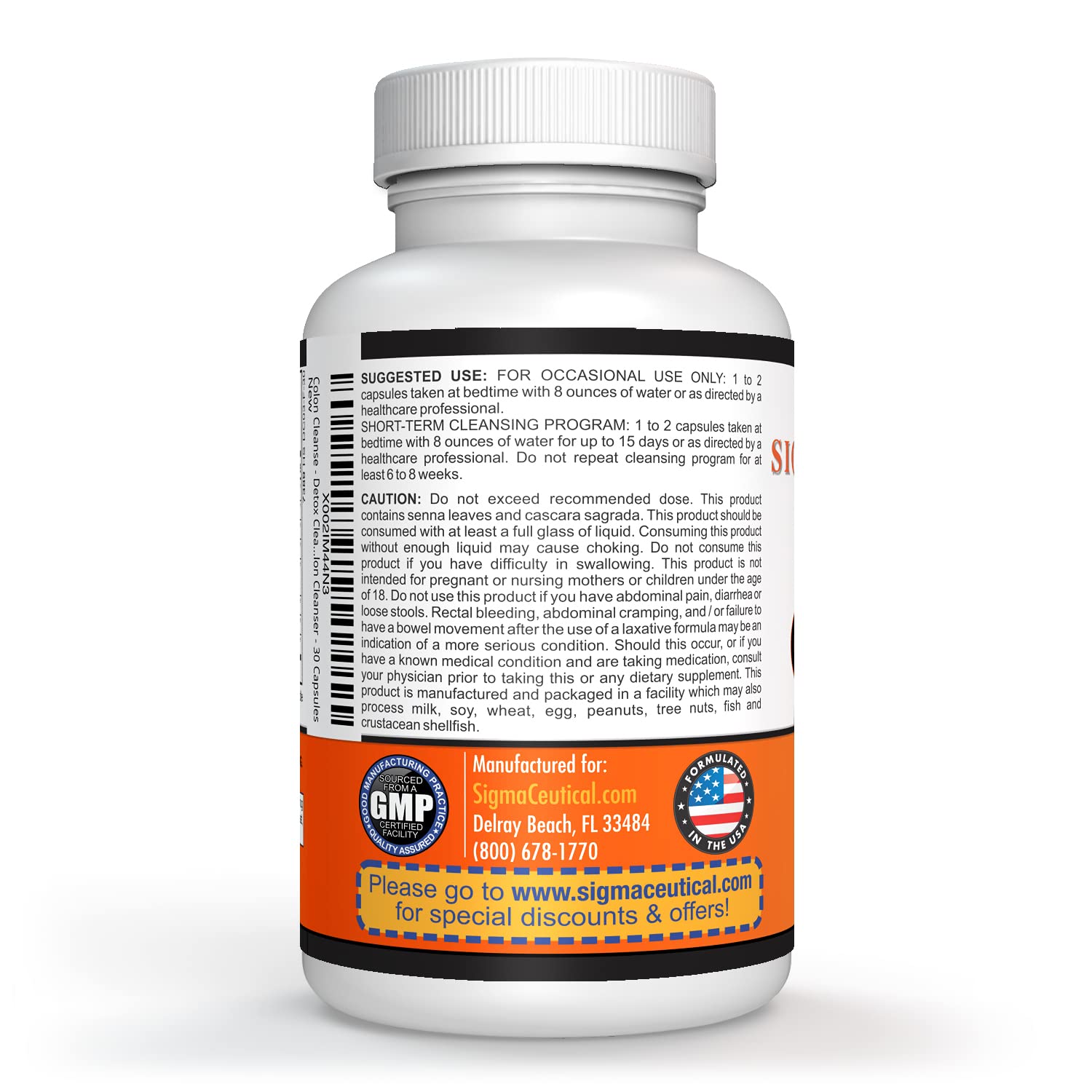 Sigmaceutical 1 Day Colon Cleanse - Detox Cleanse - Bowel Cleanse & Laxative - Bowel Detox - Colon Cleanser & Detox - 30 Capsules - dailyvitalstore