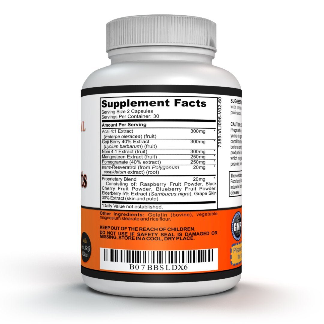 Sigmaceutical Super Antioxidant Capsules – 6 Superfruit Blend with Goji Berry, Acai, Resveratrol for Immune Support - dailyvitalstore