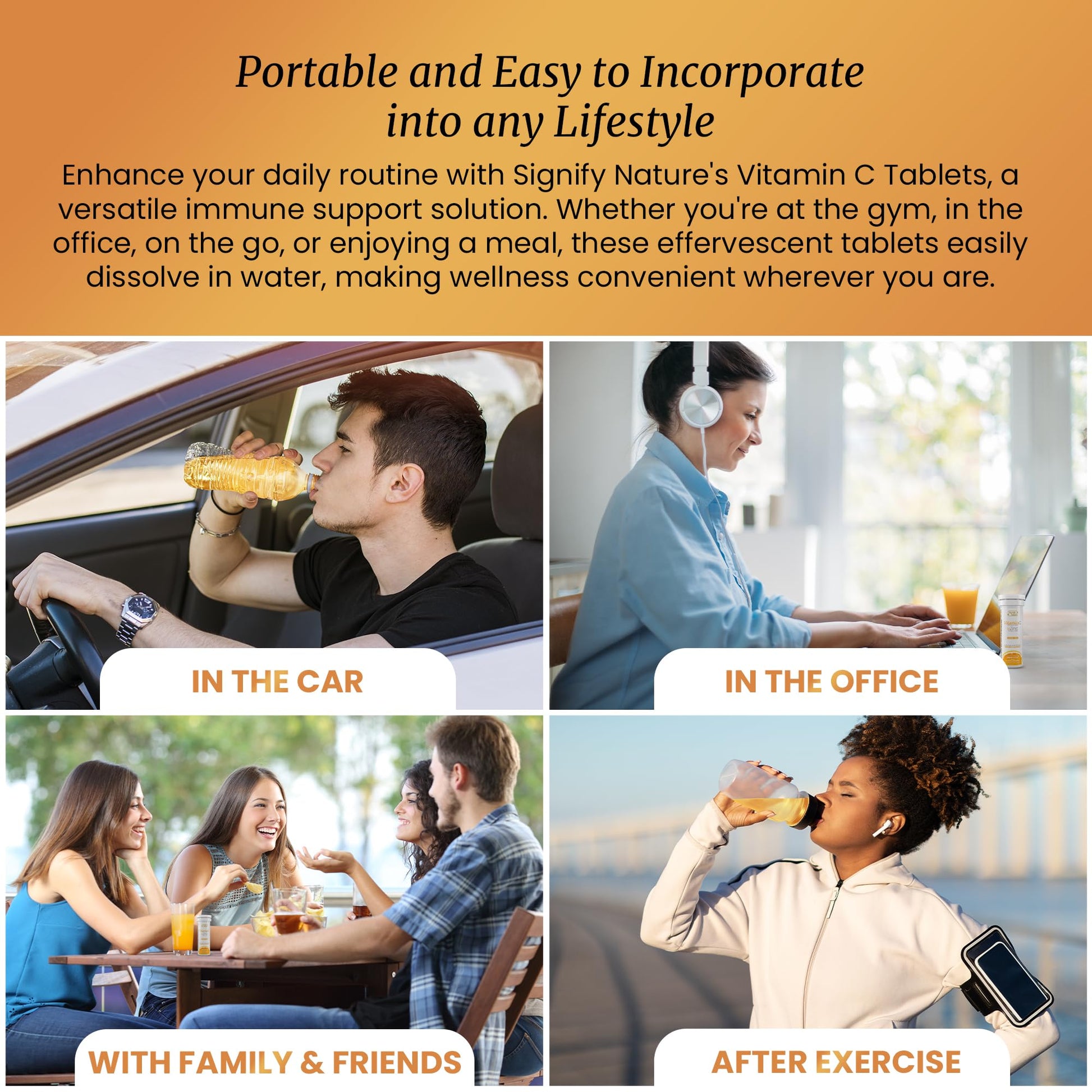 SIGNIFY NATURE Vitamin C 1000mg Effervescent Tablets - Potent Immune Support VIT C with Zinc Supplement - Sugar-Free & Vegan Formula | Dissolvable Vitamin C Tablets - Water Soluble Fizzy Elixir - 80CT - dailyvitalstore