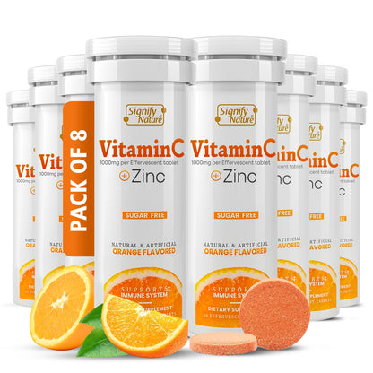 SIGNIFY NATURE Vitamin C 1000mg Effervescent Tablets - Potent Immune Support VIT C with Zinc Supplement - Sugar-Free & Vegan Formula | Dissolvable Vitamin C Tablets - Water Soluble Fizzy Elixir - 80CT - dailyvitalstore