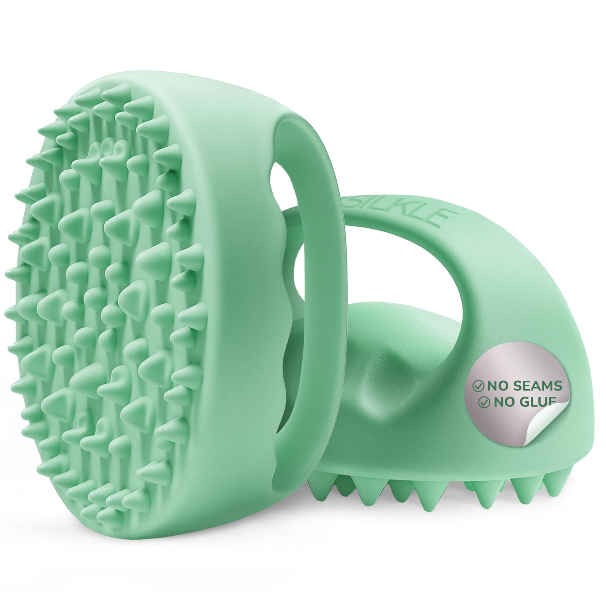 SILKLE Cellulite Massage Tool & Lymphatic Drainage Massager - Silicone Anti Cellulite Massage Brush for Body Sculpting with Ergonomic Handle - Cellulite Remover for Legs, Thighs and Belly - Green - dailyvitalstore