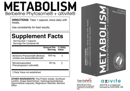 Silver Fern Brand Metabolism Supplement + Berberine Phytosome & aXivite – Supports Function & Wellness – 60 Capsules - dailyvitalstore