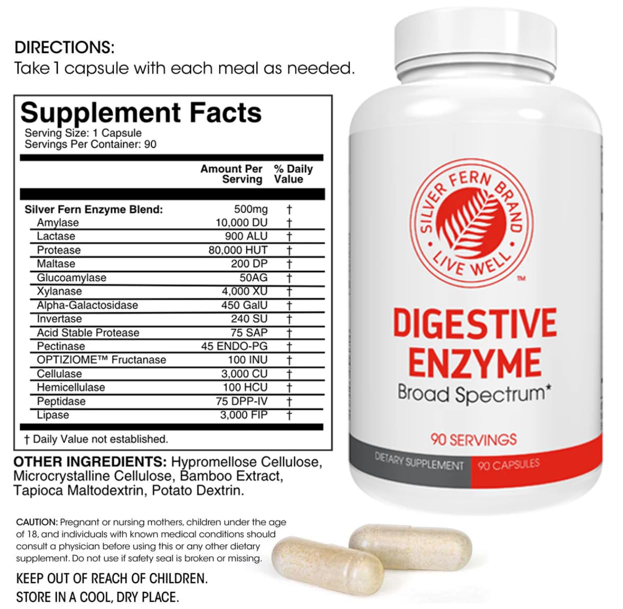 Silver Fern Brand Ultimate High Potency Digestive Enzyme Supplement - 2 Bottles - 100% Intestinal Coverage - Digestive Comfort - dailyvitalstore