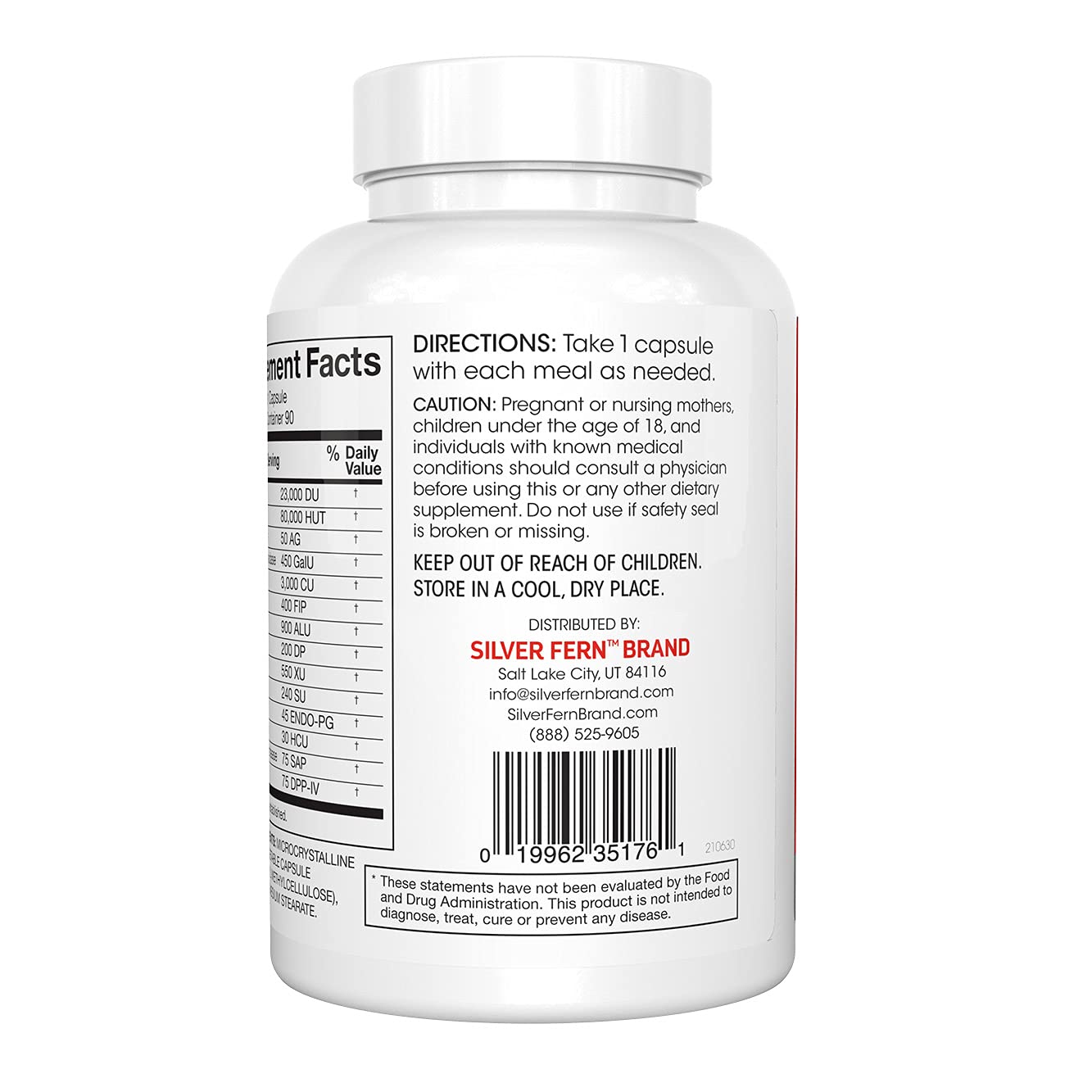 Silver Fern Brand Ultimate High Potency Digestive Enzyme Supplement - 2 Bottles - 100% Intestinal Coverage - Digestive Comfort - dailyvitalstore