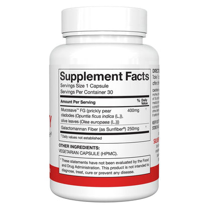 Silver Fern Regularity Digestive Supplement Capsules Brand - 1 Bottle = 30 Capsules = 30 Day Supply - Mucosave FG (Prickly Pear Polysaccharides & Olive Leaf Polyphenols) & SunFiber - dailyvitalstore