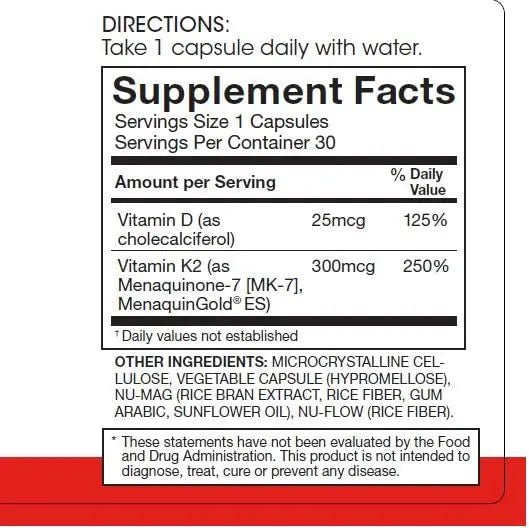 Silver Fern Vitamin K2-D3 Supplement Brand - Natural, Non-Synthetic - K2-7 as Menaquinone-7 (MK-7) - D3 as cholecalciferol - dailyvitalstore