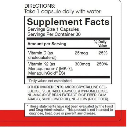 Silver Fern Vitamin K2-D3 Supplement Brand - Natural, Non-Synthetic - K2-7 as Menaquinone-7 (MK-7) - D3 as cholecalciferol - dailyvitalstore