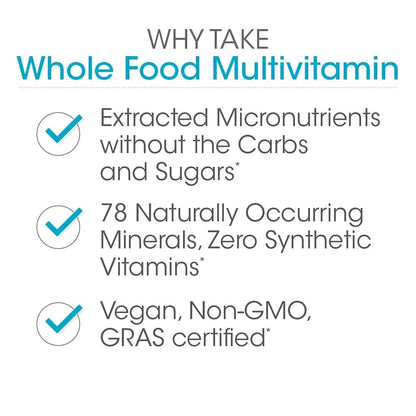 Silver Fern Whole Food Daily Multi Vitamin w/Trace Mineral Blend Supplement - 1 Bottle - 60 Vegicaps - 30 Day Supply - Natural - dailyvitalstore