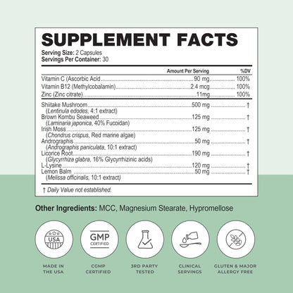 Simplix | Natural Supplement to Strengthen The Immune System | Respond to Outbreaks | Source of Highly Researched Mushroom & Seaweed Polysaccharides 60 Veggie Capsules (1 Pack) - dailyvitalstore