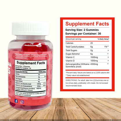 Simply Healthy Premium Ashwagandha Gummies, Stress Support with Blood Orange Flavor, Vegan, Easy to Chew, Daily Aid, Energy Booster, Mood Enhancer, for Both Men and Women, 60 Gummies - dailyvitalstore