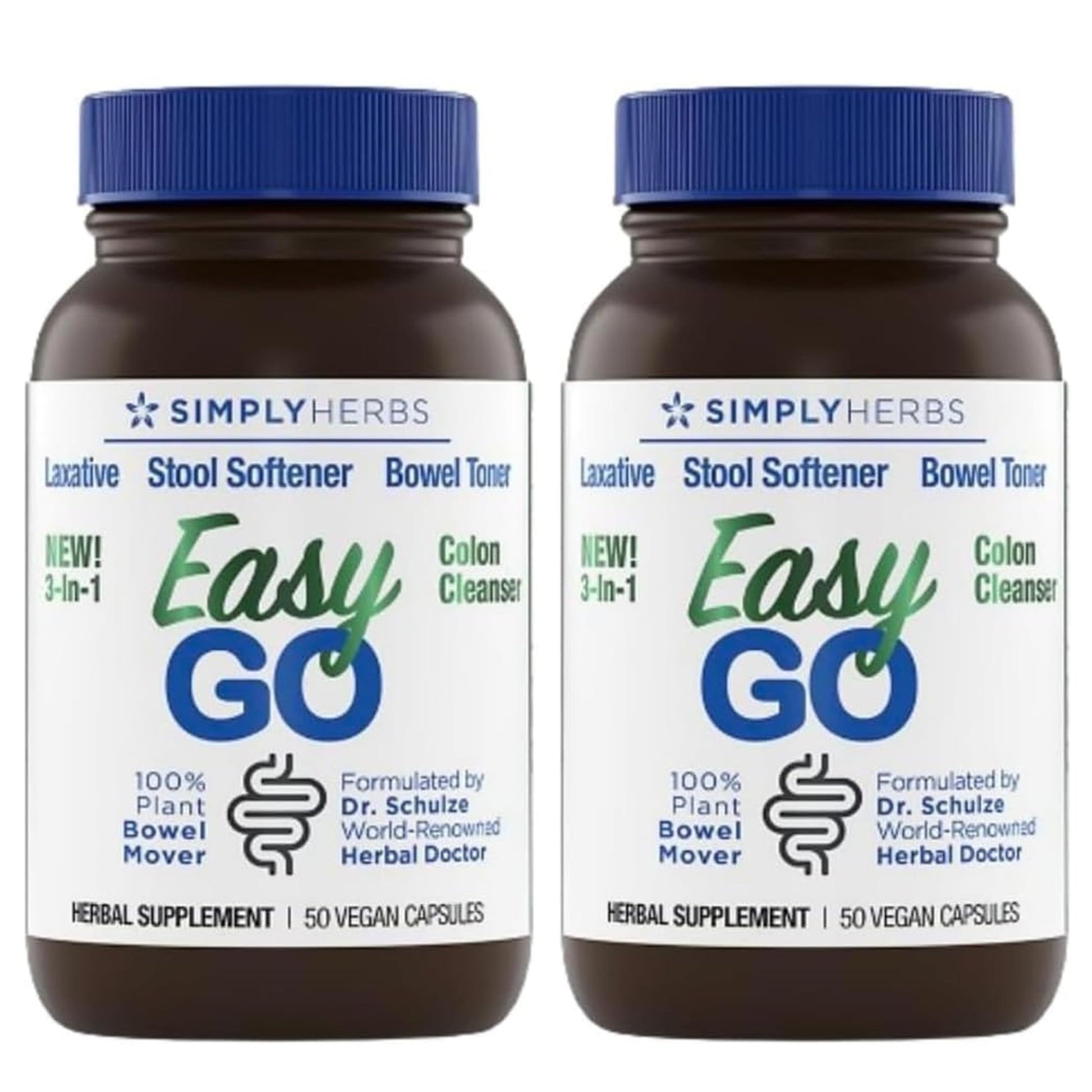 Simply Herbs Easy Go Bowel Mover - Adult Cleansing Supplement for Colon Health Support - Bowel Movement Aid - Stool Softener - Daily-Use Laxative - Plant-Based Ingredients - Vegan - 100 Count (2 Pack) - dailyvitalstore