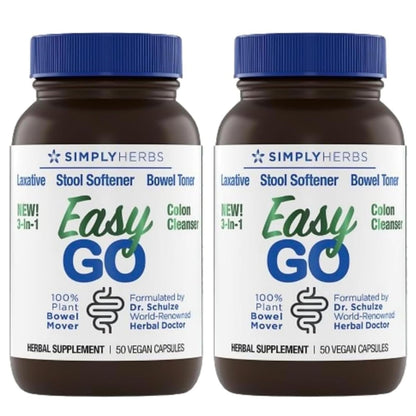 Simply Herbs Easy Go Bowel Mover - Adult Cleansing Supplement for Colon Health Support - Bowel Movement Aid - Stool Softener - Daily-Use Laxative - Plant-Based Ingredients - Vegan - 100 Count (2 Pack) - dailyvitalstore