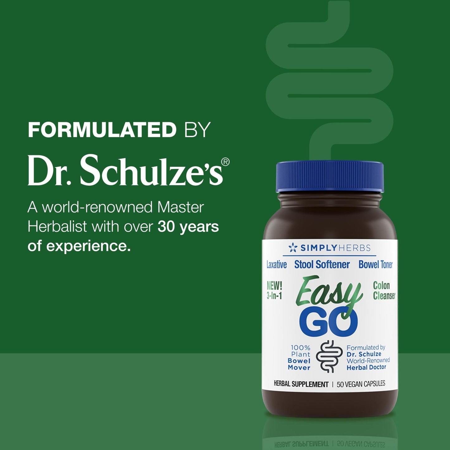 Simply Herbs Easy Go Bowel Mover - Adult Cleansing Supplement for Colon Health Support - Bowel Movement Aid - Stool Softener - Daily-Use Laxative - Plant-Based Ingredients - Vegan - 50 Count - dailyvitalstore