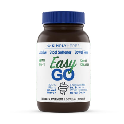 Simply Herbs Easy Go Bowel Mover - Adult Cleansing Supplement for Colon Health Support - Bowel Movement Aid - Stool Softener - Daily-Use Laxative - Plant-Based Ingredients - Vegan - 50 Count - dailyvitalstore