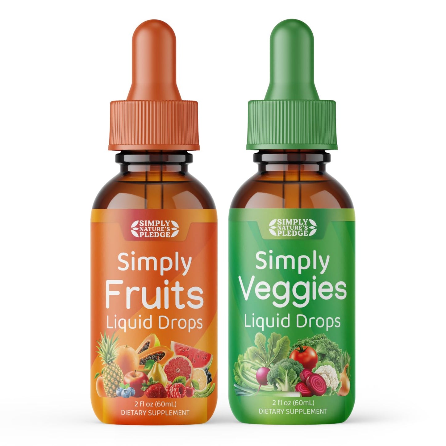 Simply Nature's Pledge - Fruit and Vegetable Supplements - Liquid Drops - Made with Whole Food Superfoods, Packed Vitamins & Minerals - Soy Free - Made in The USA - dailyvitalstore