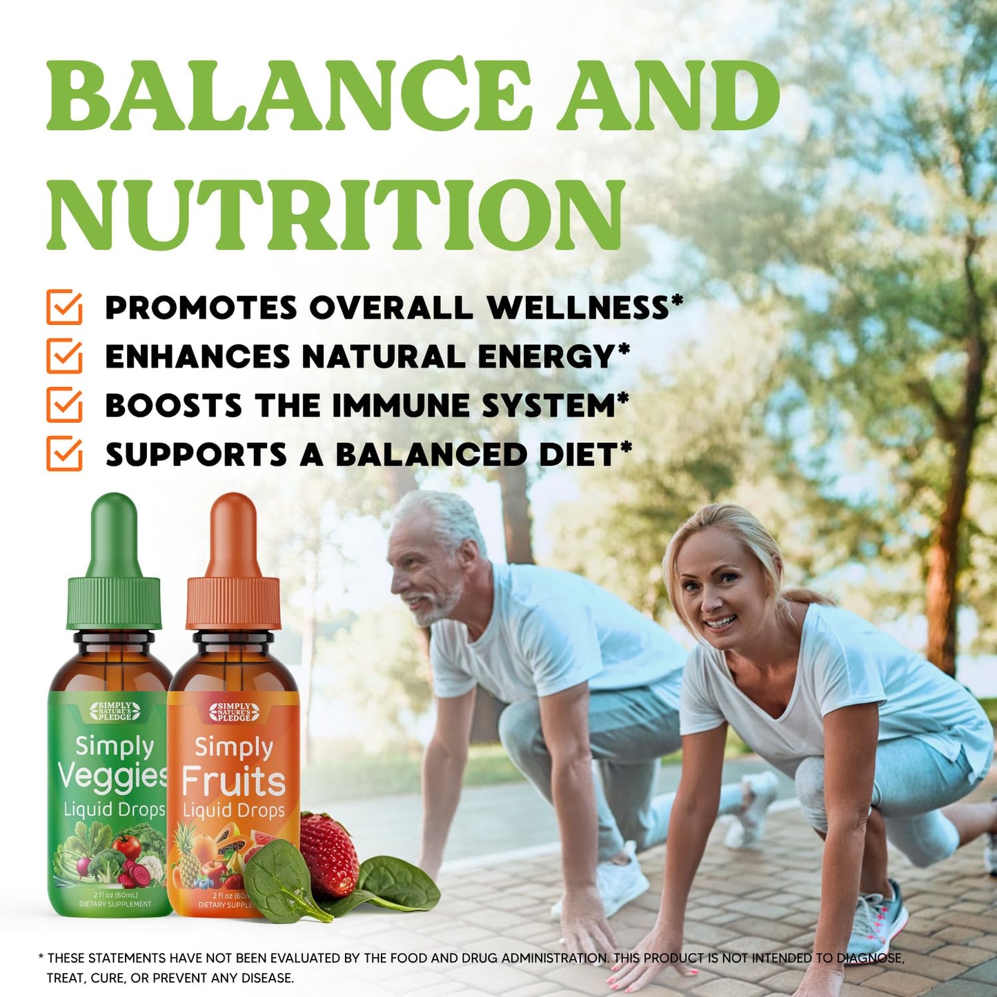 Simply Nature's Pledge - Fruit and Vegetable Supplements - Liquid Drops - Made with Whole Food Superfoods, Packed Vitamins & Minerals - Soy Free - Made in The USA - dailyvitalstore