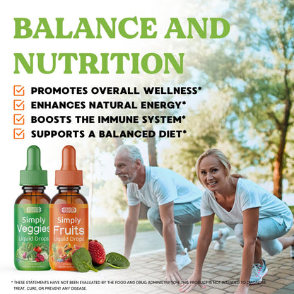 Simply Nature's Pledge - Fruit and Vegetable Supplements - Liquid Drops - Made with Whole Food Superfoods, Packed Vitamins & Minerals - Soy Free - Made in The USA - dailyvitalstore