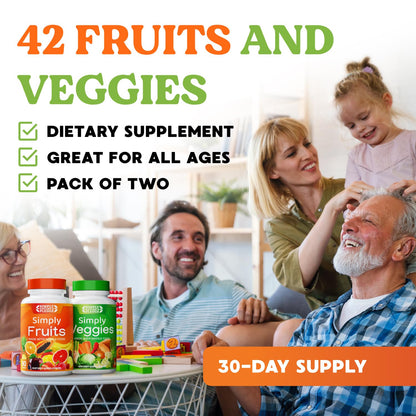 Simply Nature's Pledge - Packed with Over 40 Different Fruits & Vegetables - Made with Whole Food Superfoods - with High Beta Carotene – 100% Soy Free - 90 Count (Pack of 2) - dailyvitalstore