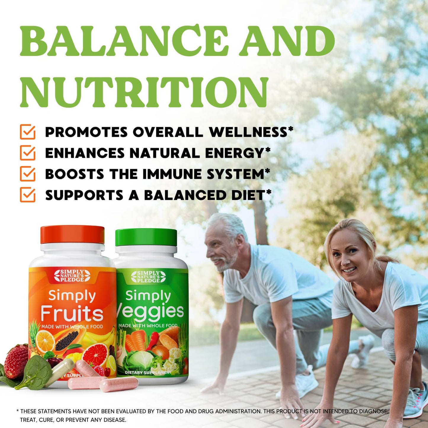 Simply Nature's Pledge - Packed with Over 40 Different Fruits & Vegetables - Made with Whole Food Superfoods - with High Beta Carotene – 100% Soy Free - 90 Count (Pack of 2) - dailyvitalstore