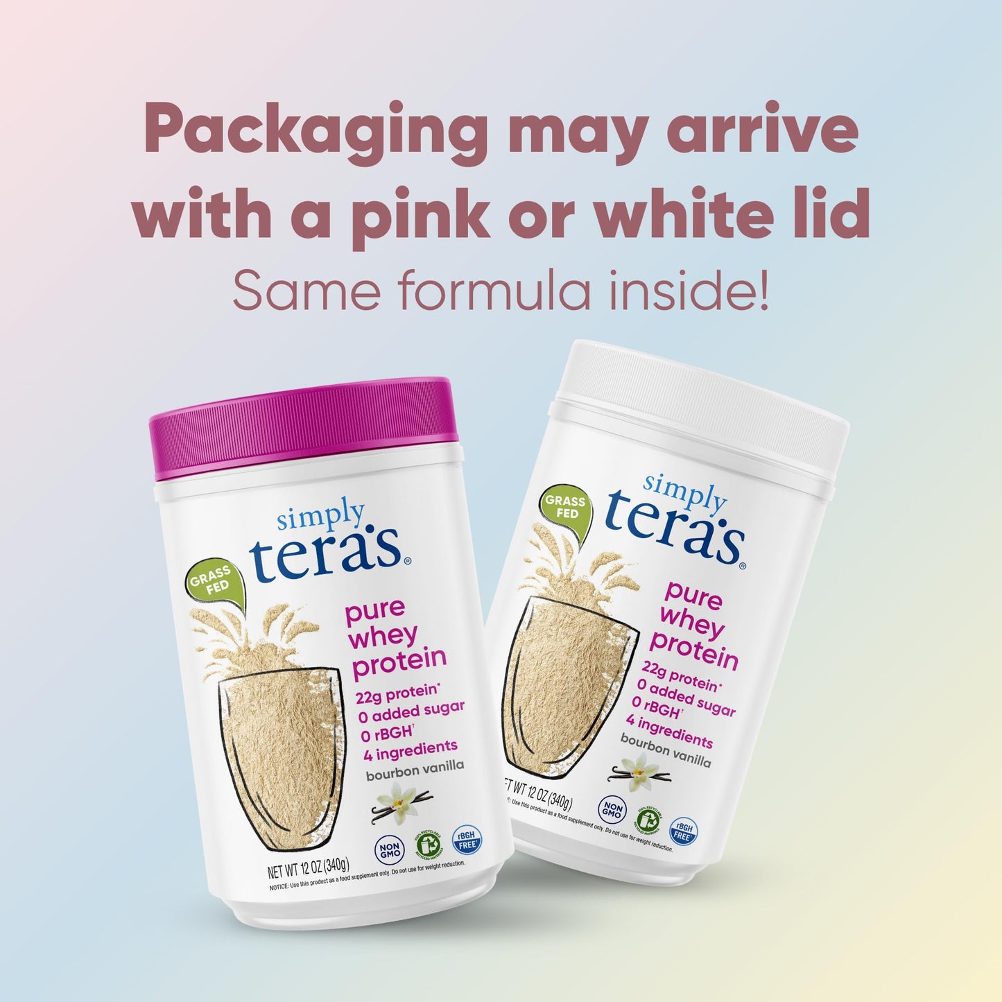 simply tera's Pure Whey Protein Powder - Grass Fed Vanilla Whey Protein Powder, Clean, Made Without Artificial Sweeteners, Non-GMO, Kosher, rBGH-Free, Soy-Free - 24 Oz - dailyvitalstore